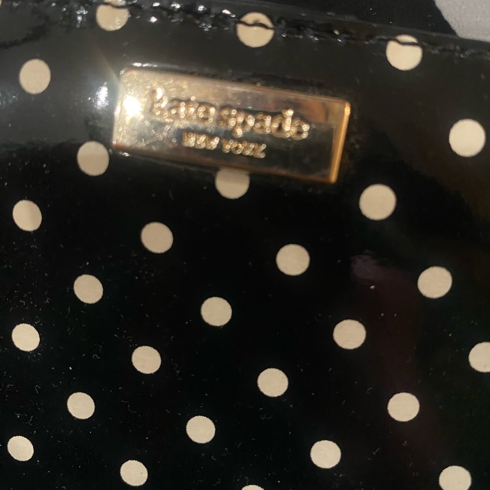 KATE SPADE small polka dot black shiny wallet! Red inside-lots of slots! ♠️EUC♠️ - Picture 13 of 13